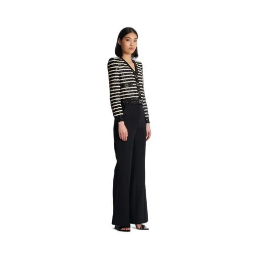 Striped Sequinned Cropped Jacket