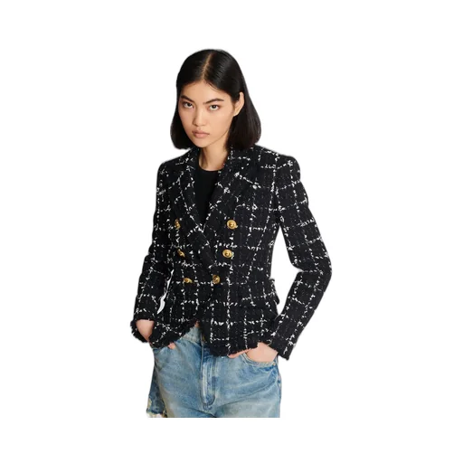Check Tweed 6-Button Jacket