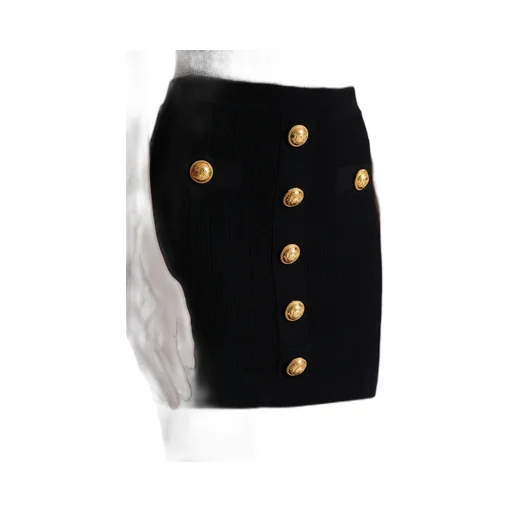 Button Embellished Knitted Skirt