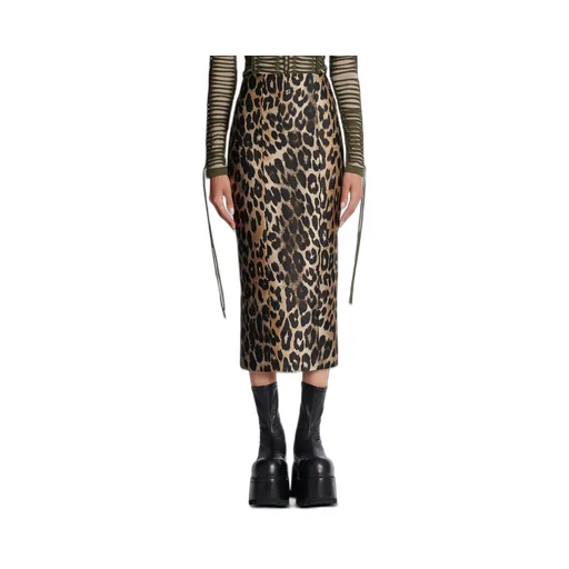 Animal-Printed Midi Skirt