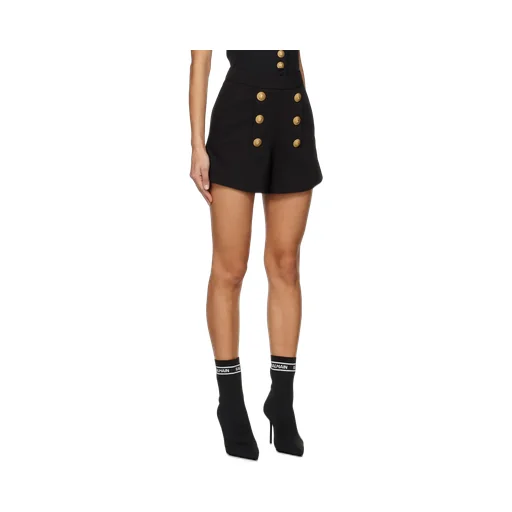 Button Embellished Rear Zipped Shorts