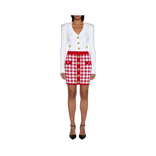 Button Embellished Ribbed Knit Cardigan
