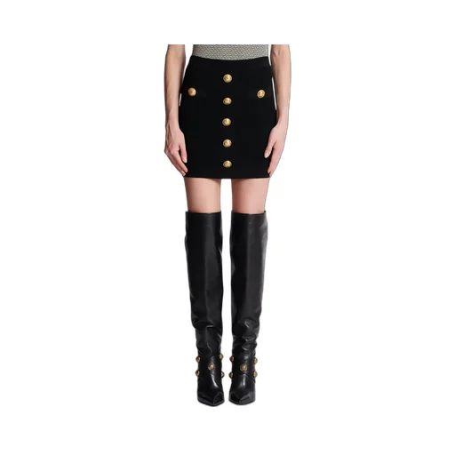 Button Embellished Knitted Skirt