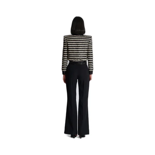 Striped Sequinned Cropped Jacket