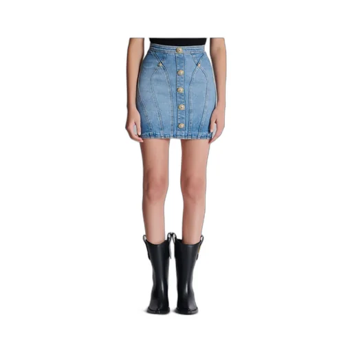 Buttoned Denim Skirt