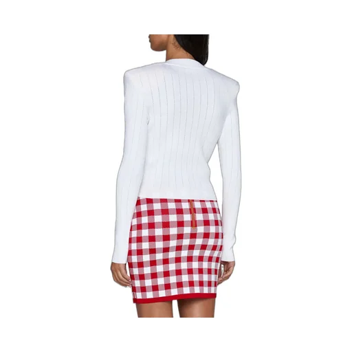 Button Embellished Ribbed Knit Cardigan