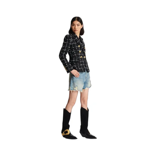 Check Tweed 6-Button Jacket