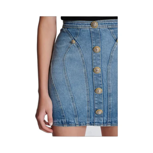 Buttoned Denim Skirt