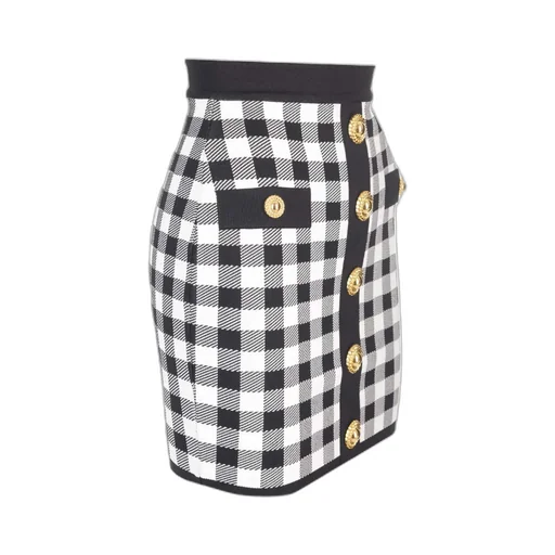 Fine-Knit Gingham Skirt