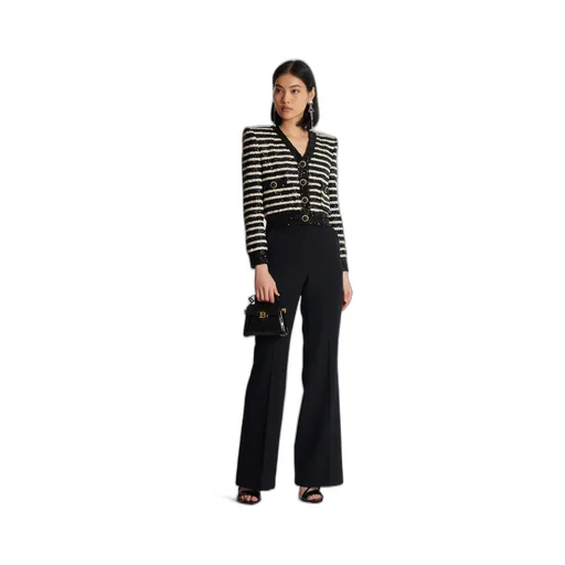 Striped Sequinned Cropped Jacket