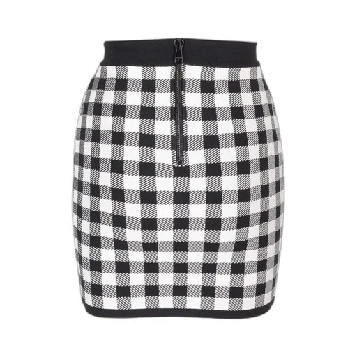 Fine-Knit Gingham Skirt