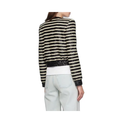 Striped Sequinned Cropped Jacket