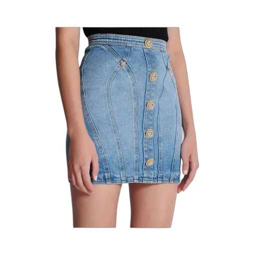Buttoned Denim Skirt