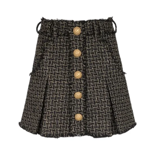 Lurex Tweed Pleated Skirt