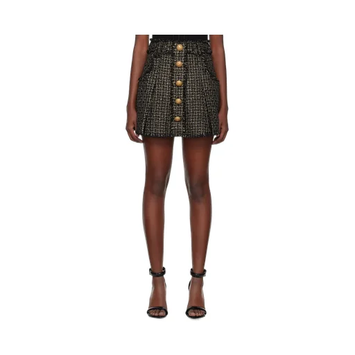 Lurex Tweed Pleated Skirt