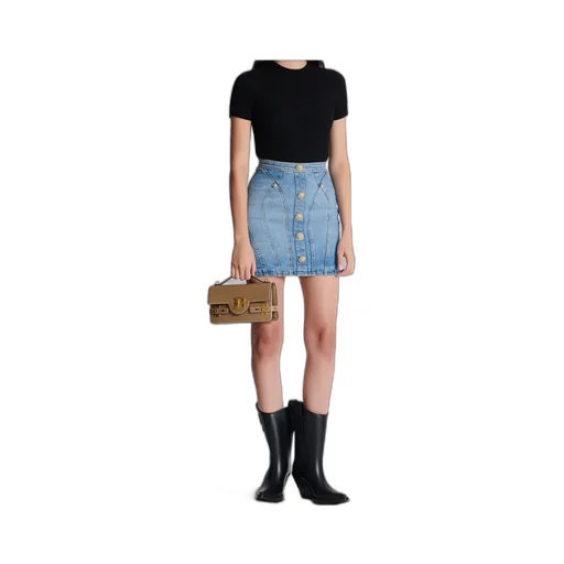 Buttoned Denim Skirt
