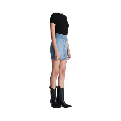 Buttoned Denim Skirt