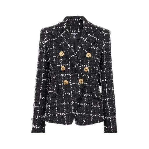 Check Tweed 6-Button Jacket