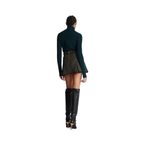 Lurex Tweed Pleated Skirt