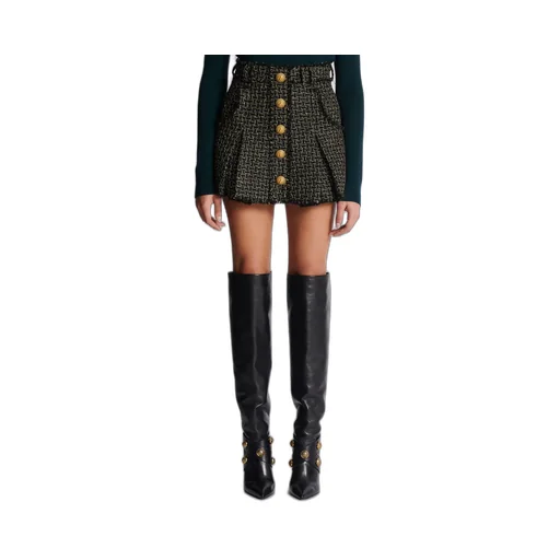 Lurex Tweed Pleated Skirt