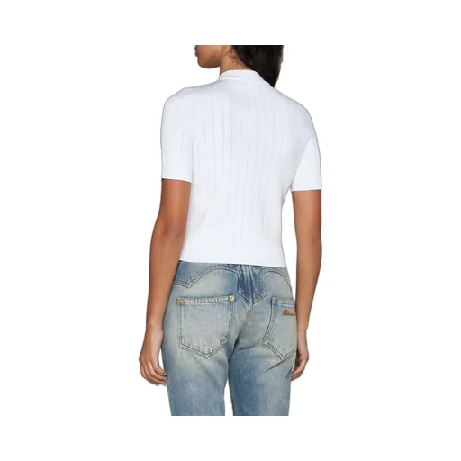 Ribbed-Knit Short-Sleeved Cardigan