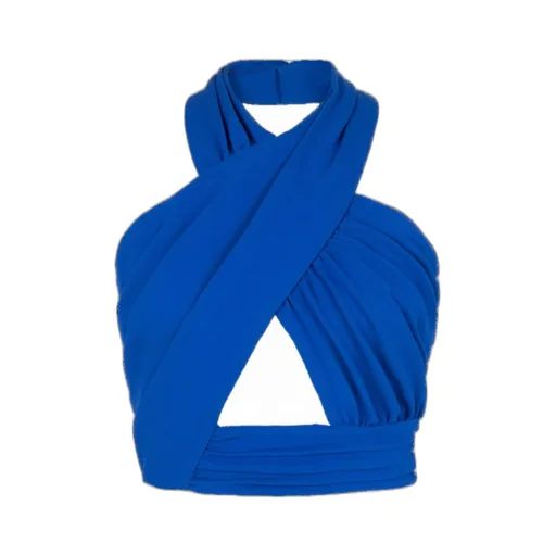 Ruched Halter Neck Crossover Top
