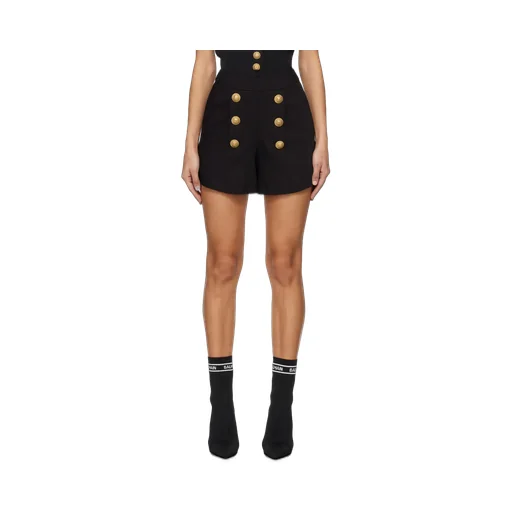Button Embellished Rear Zipped Shorts