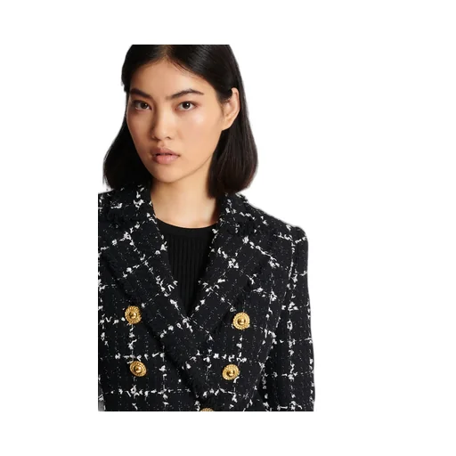 Check Tweed 6-Button Jacket