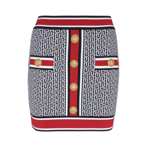 Button Embellished Knit Skirt