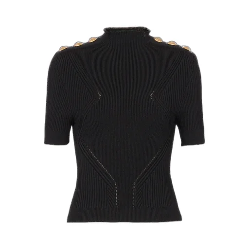 Mock Neck Rib-Knitted Top