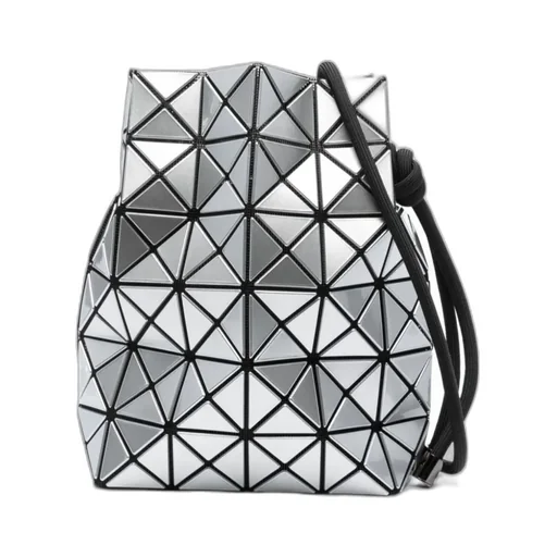 Geometric-Pattern Drawstring Bucket Bag
