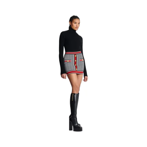 Button Embellished Knit Skirt