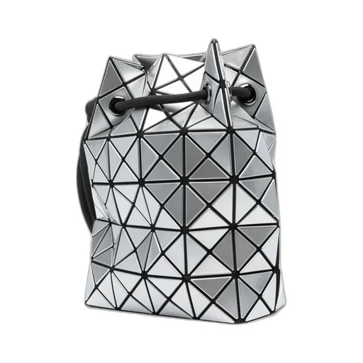 Geometric-Pattern Drawstring Bucket Bag