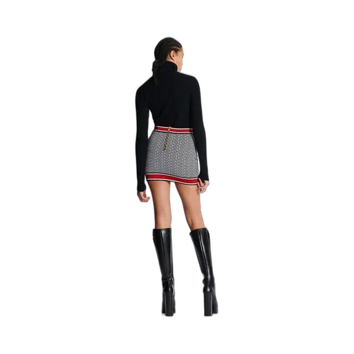 Button Embellished Knit Skirt