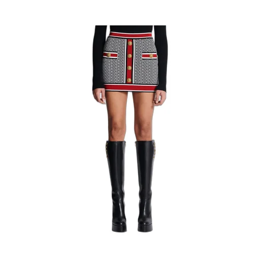 Button Embellished Knit Skirt