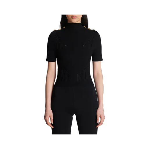 Mock Neck Rib-Knitted Top