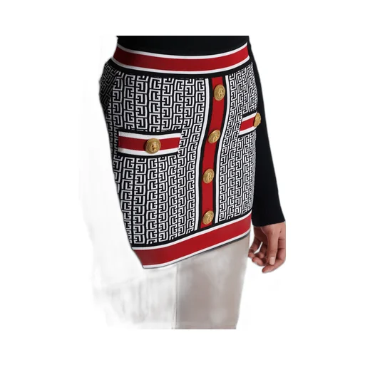 Button Embellished Knit Skirt
