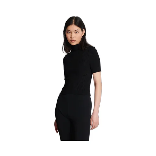 Mock Neck Rib-Knitted Top