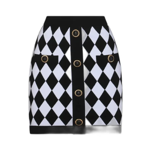 Diamond Pattern Knit Mini Skirt