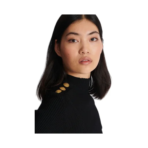 Mock Neck Rib-Knitted Top