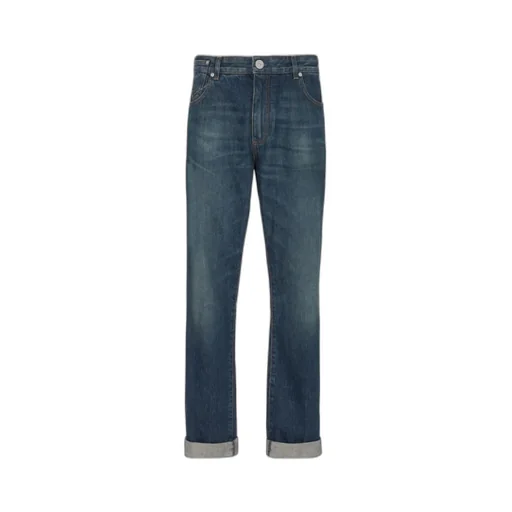 Belt-Looped Straight-Leg Jeans