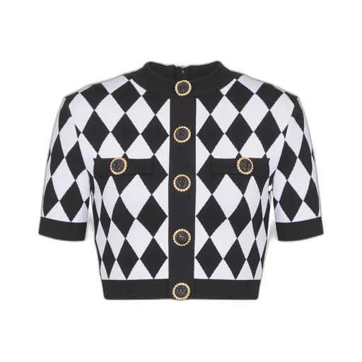 Diamond Pattern Knit Cropped Top