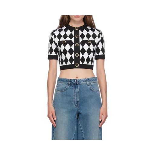 Diamond Pattern Knit Cropped Top
