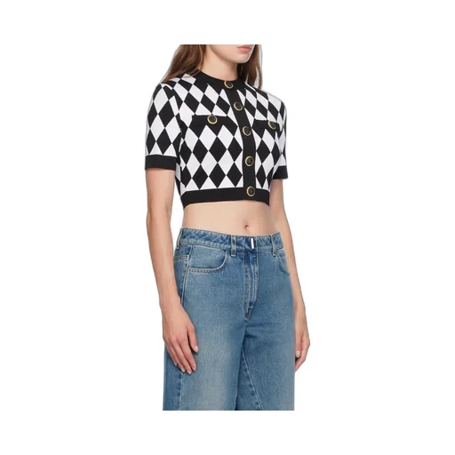 Diamond Pattern Knit Cropped Top