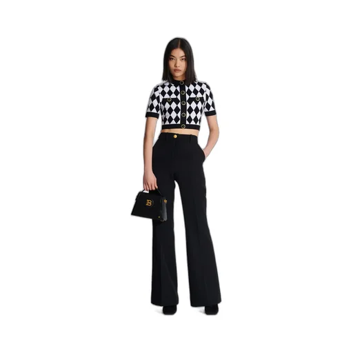 Diamond Pattern Knit Cropped Top
