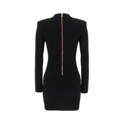 Logo Button Long-Sleeved Mini Dress