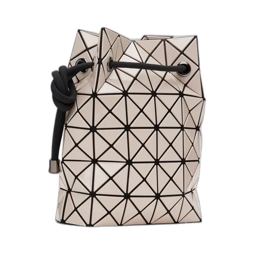 Geometric-Panelled Drawstring Bucket Bag