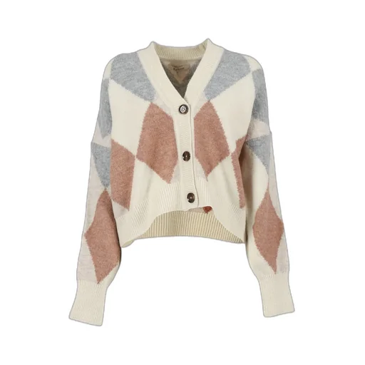 Diamond-Pattern Wool-Blend Cardigan