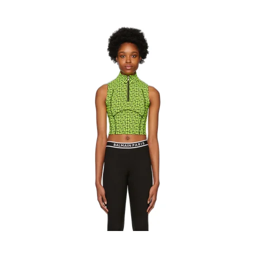 Jersey Crop Top With Balmain Monogram