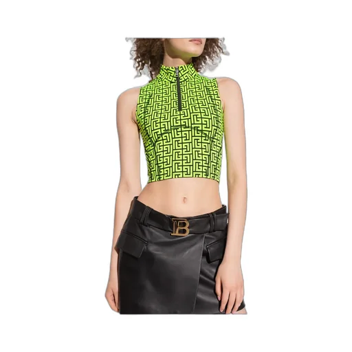 Jersey Crop Top With Balmain Monogram